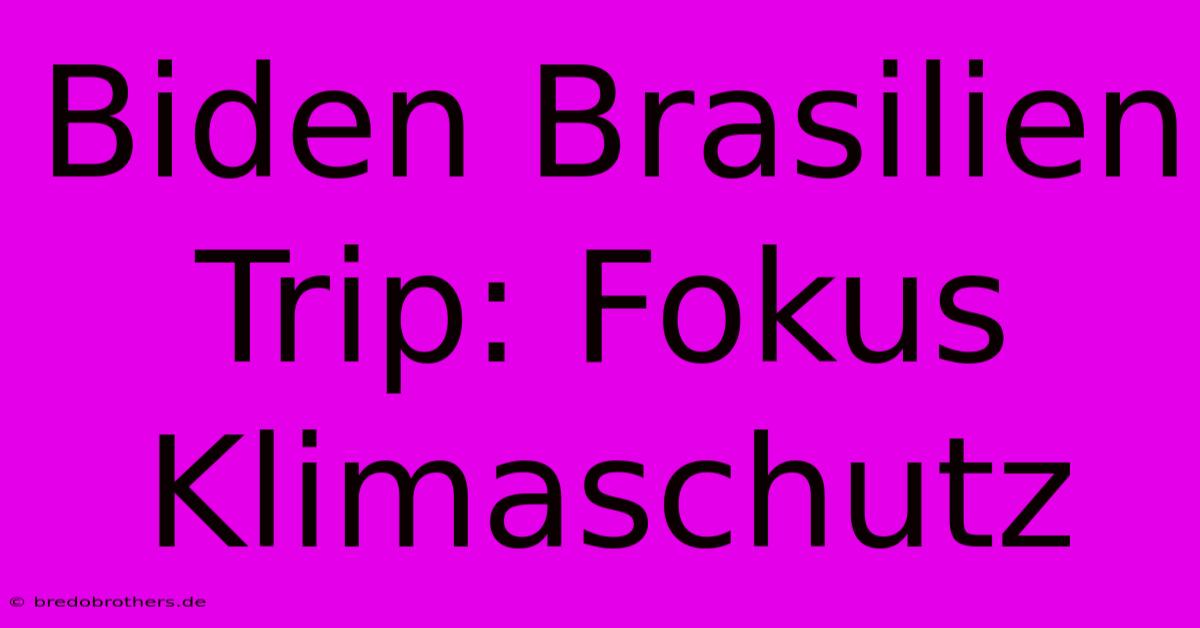 Biden Brasilien Trip: Fokus Klimaschutz