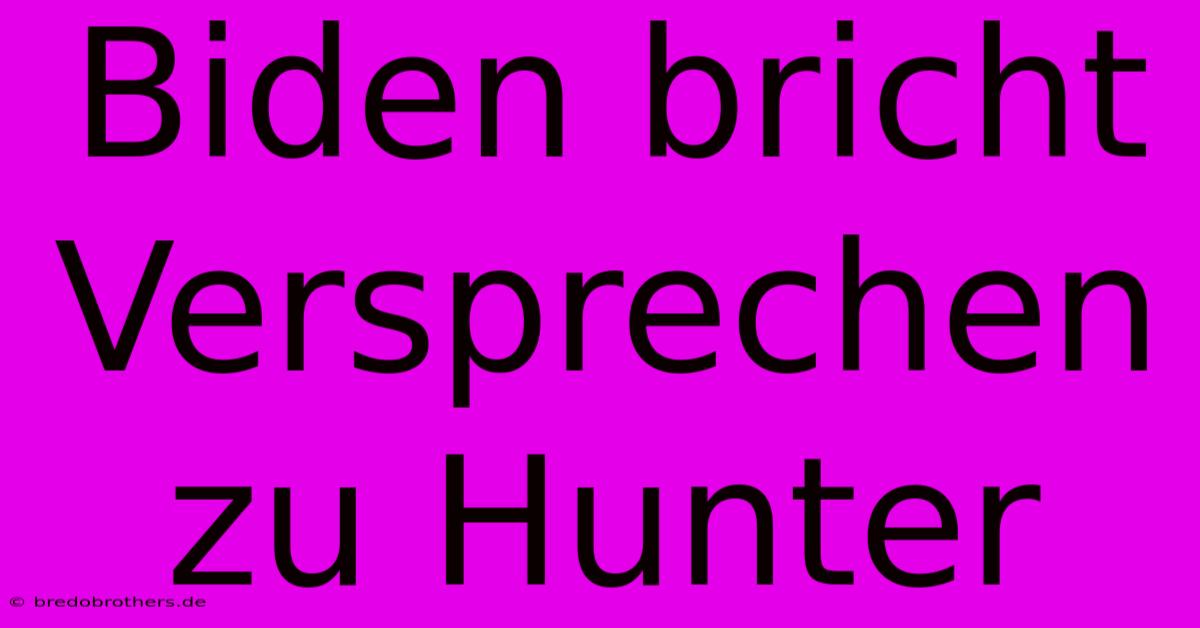 Biden Bricht Versprechen Zu Hunter