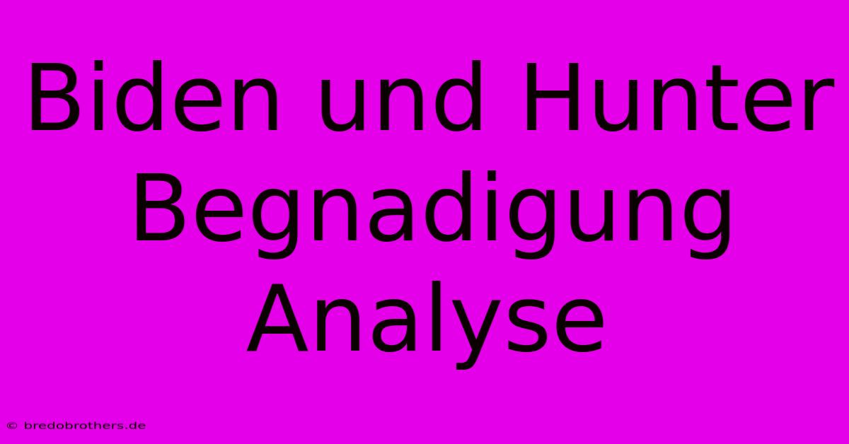 Biden Und Hunter Begnadigung Analyse