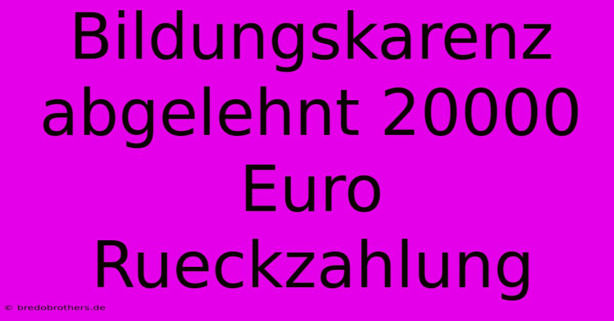 Bildungskarenz Abgelehnt 20000 Euro Rueckzahlung