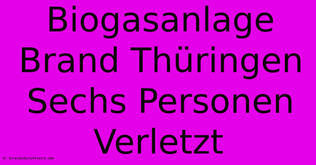 Biogasanlage Brand Thüringen Sechs Personen Verletzt