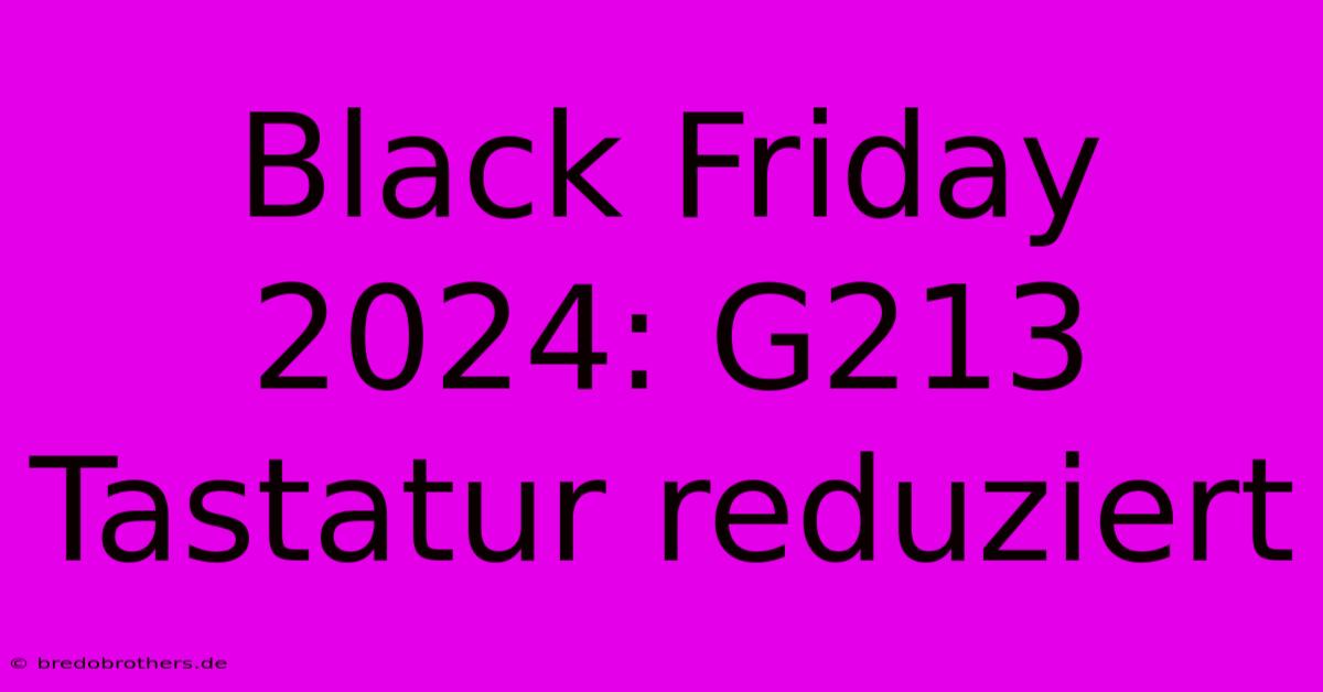 Black Friday 2024: G213 Tastatur Reduziert