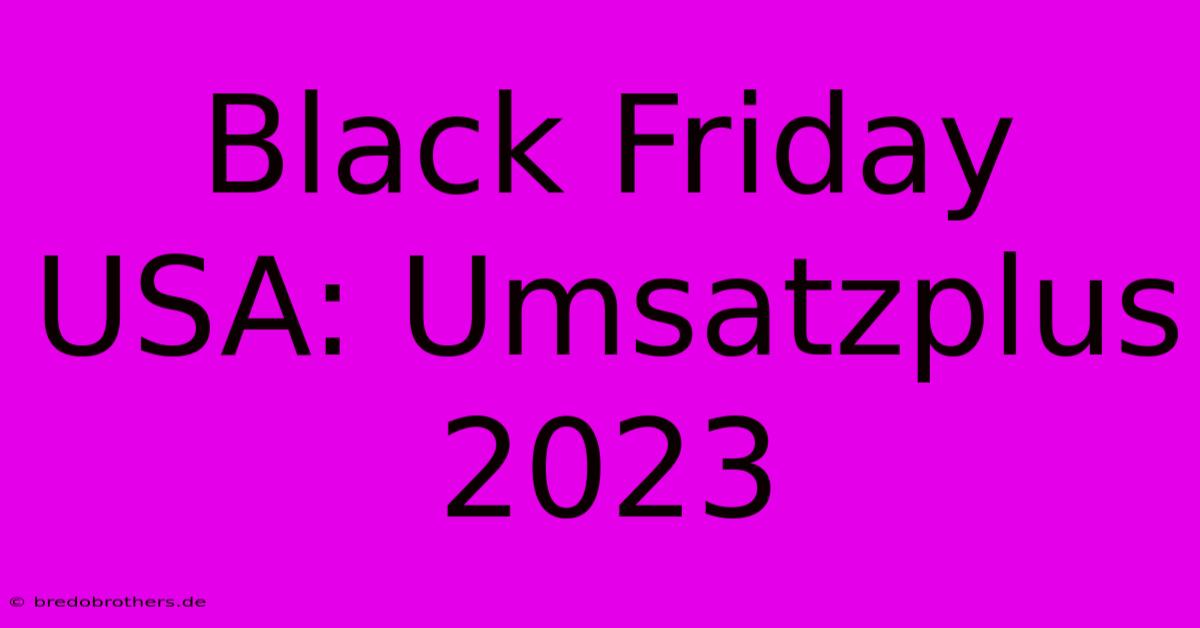 Black Friday USA: Umsatzplus 2023