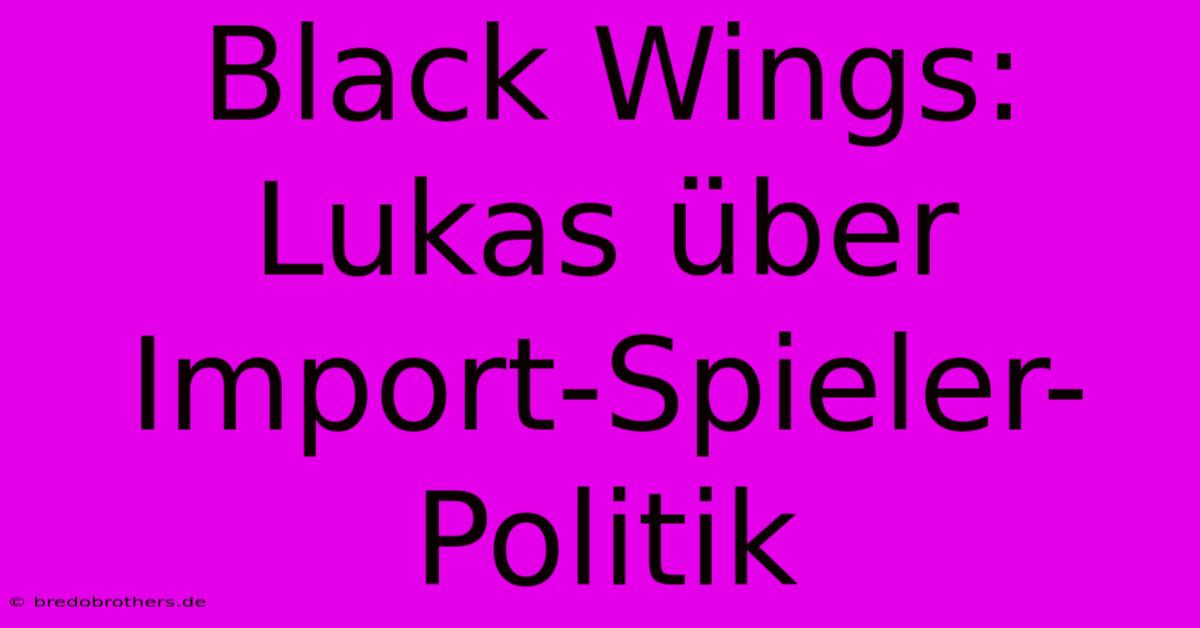 Black Wings: Lukas Über Import-Spieler-Politik