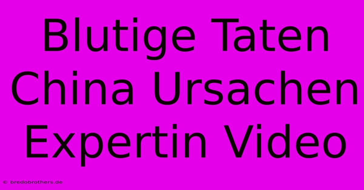 Blutige Taten China Ursachen Expertin Video