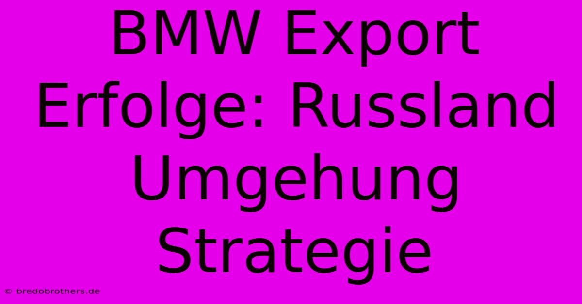 BMW Export Erfolge: Russland Umgehung Strategie