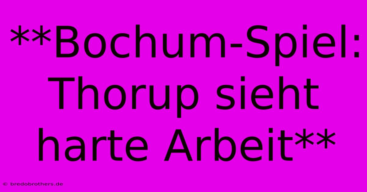 **Bochum-Spiel: Thorup Sieht Harte Arbeit**