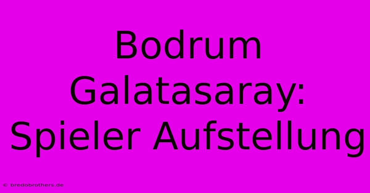 Bodrum Galatasaray: Spieler Aufstellung