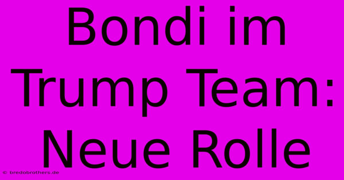 Bondi Im Trump Team: Neue Rolle