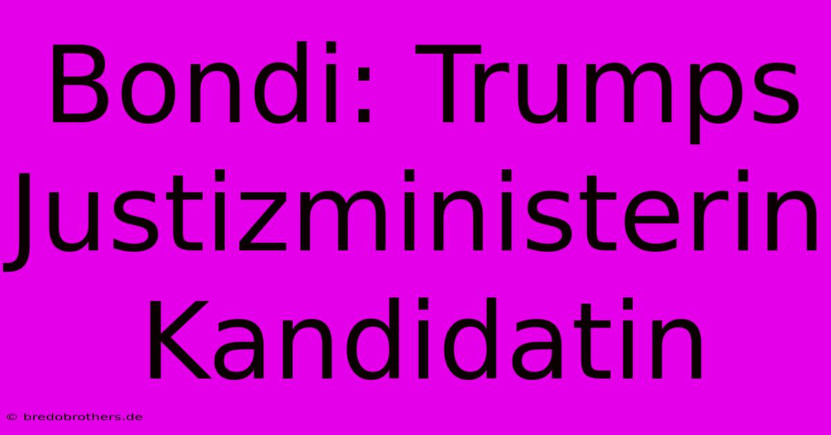 Bondi: Trumps Justizministerin Kandidatin