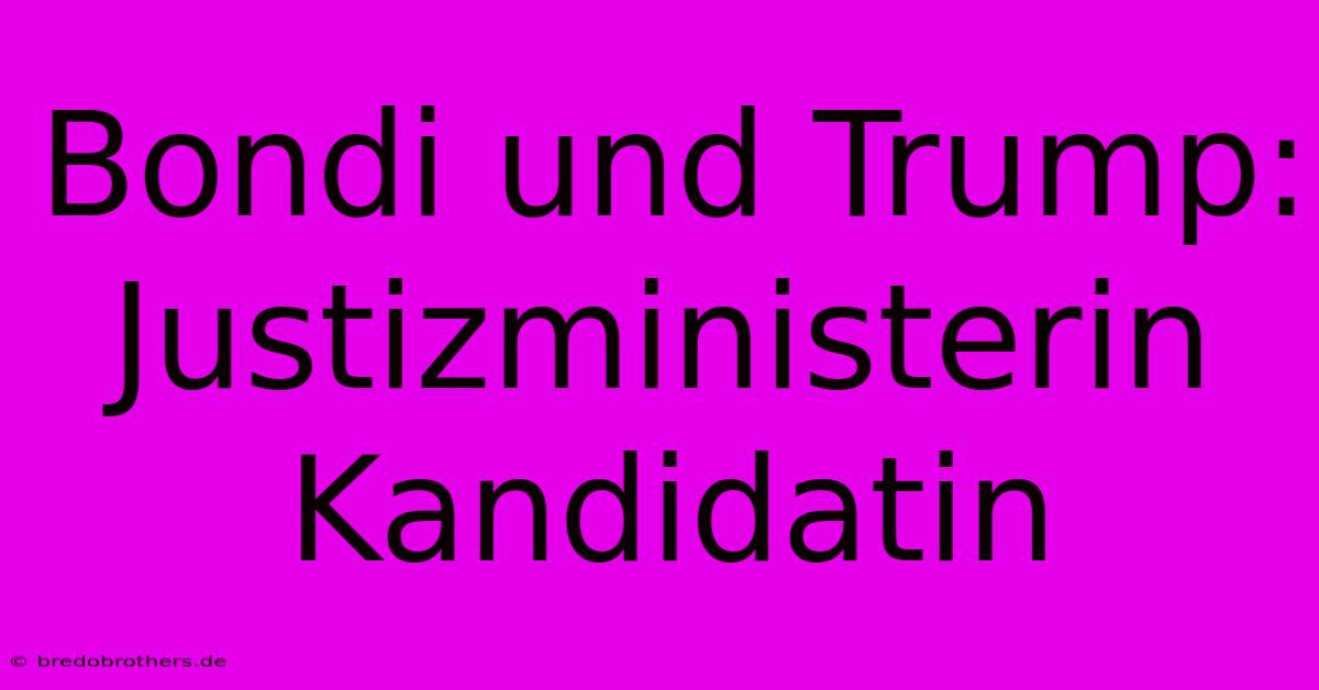 Bondi Und Trump: Justizministerin Kandidatin