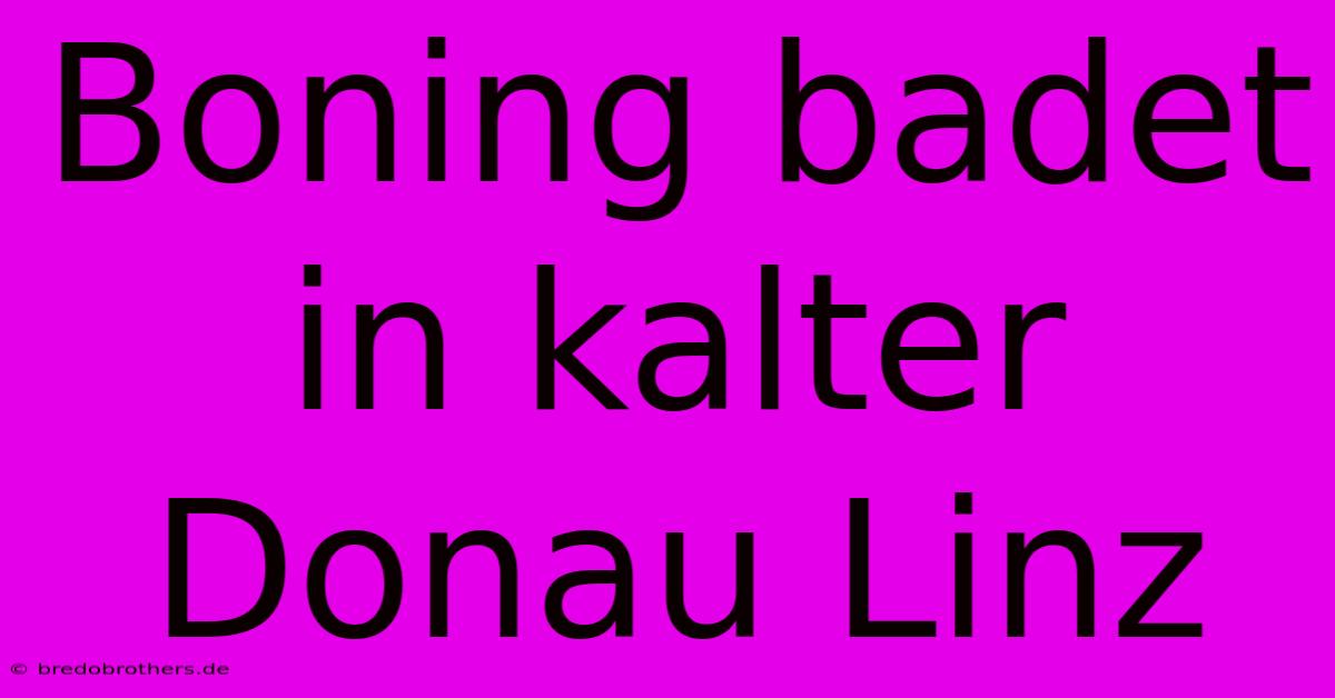 Boning Badet In Kalter Donau Linz