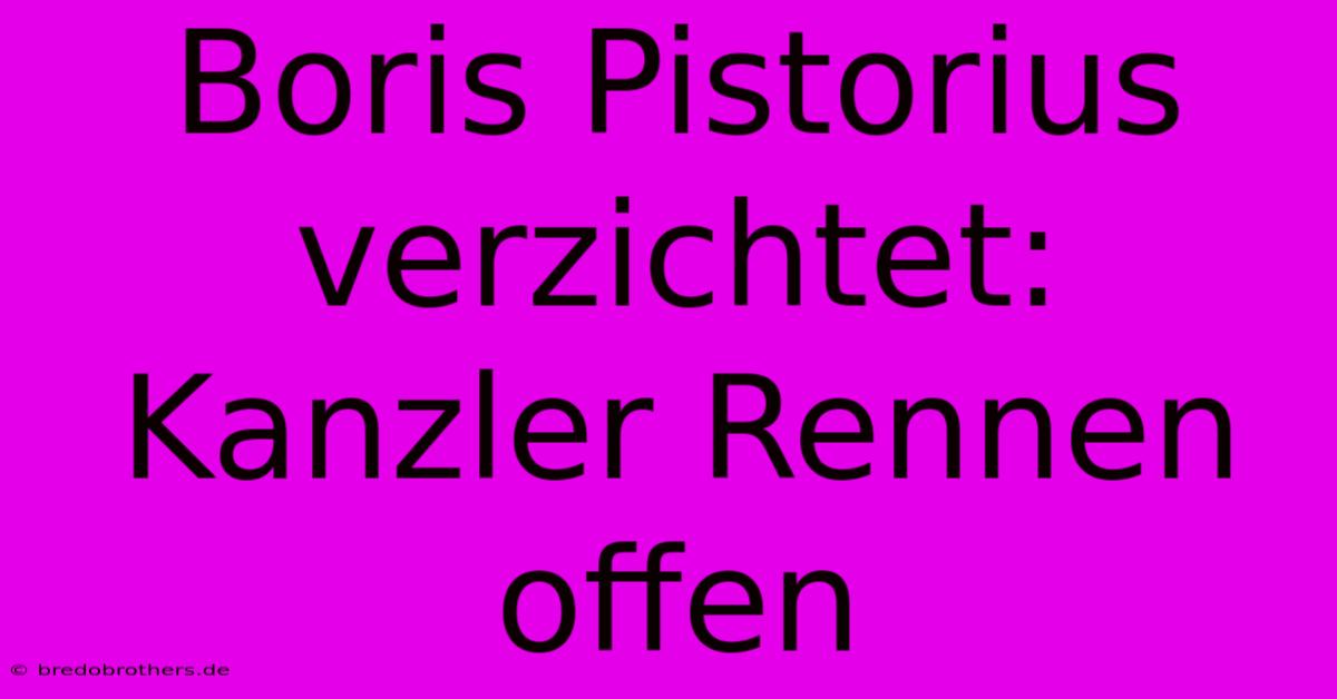 Boris Pistorius Verzichtet: Kanzler Rennen Offen