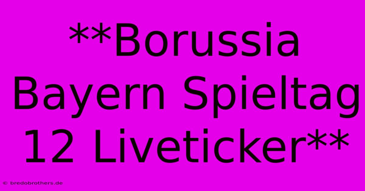 **Borussia Bayern Spieltag 12 Liveticker**