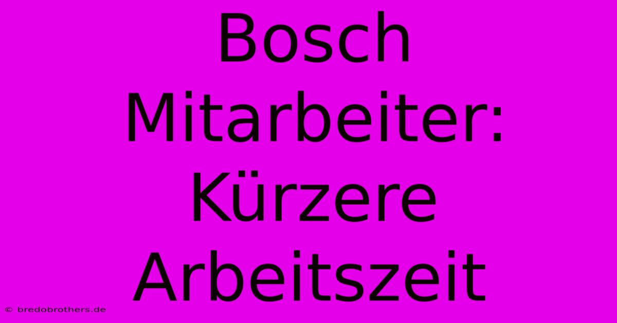 Bosch Mitarbeiter:  Kürzere Arbeitszeit