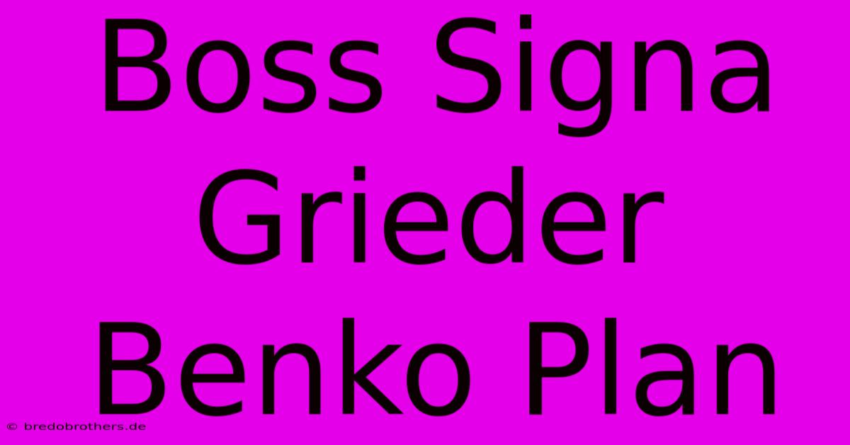 Boss Signa Grieder Benko Plan