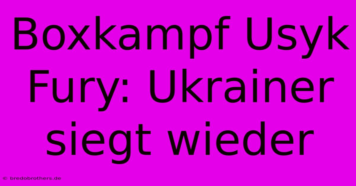 Boxkampf Usyk Fury: Ukrainer Siegt Wieder