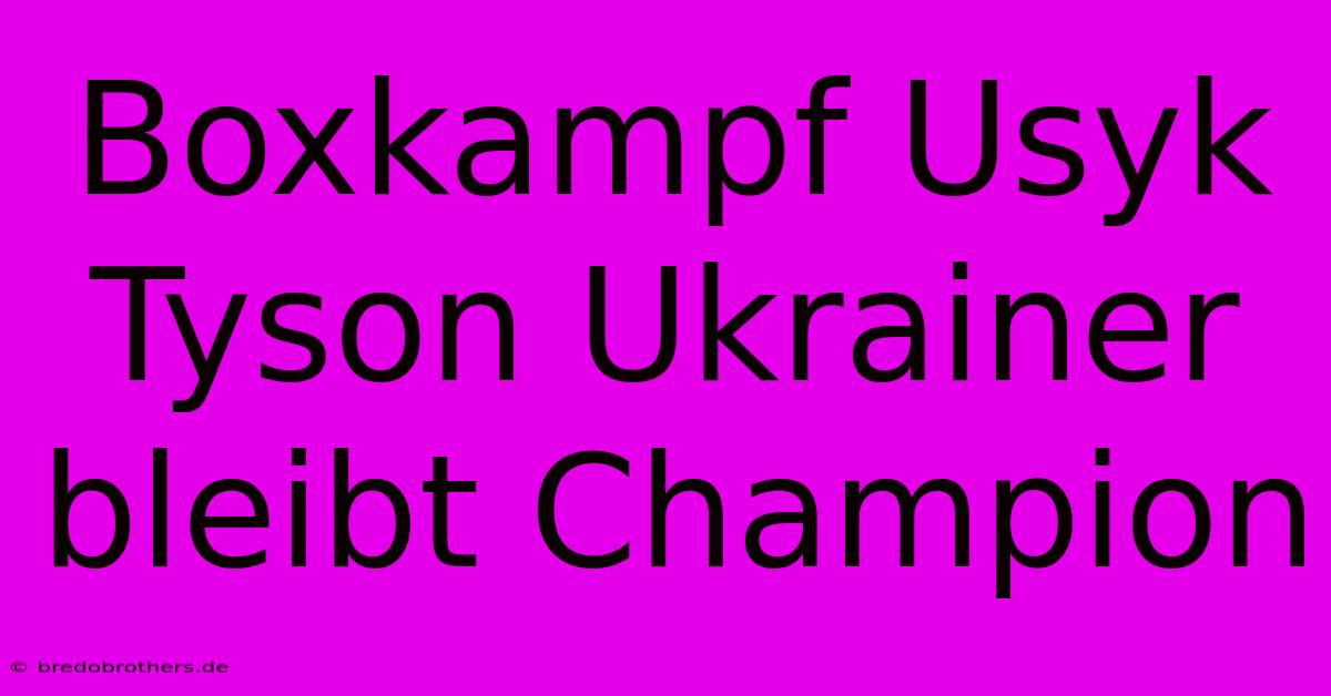 Boxkampf Usyk Tyson Ukrainer Bleibt Champion