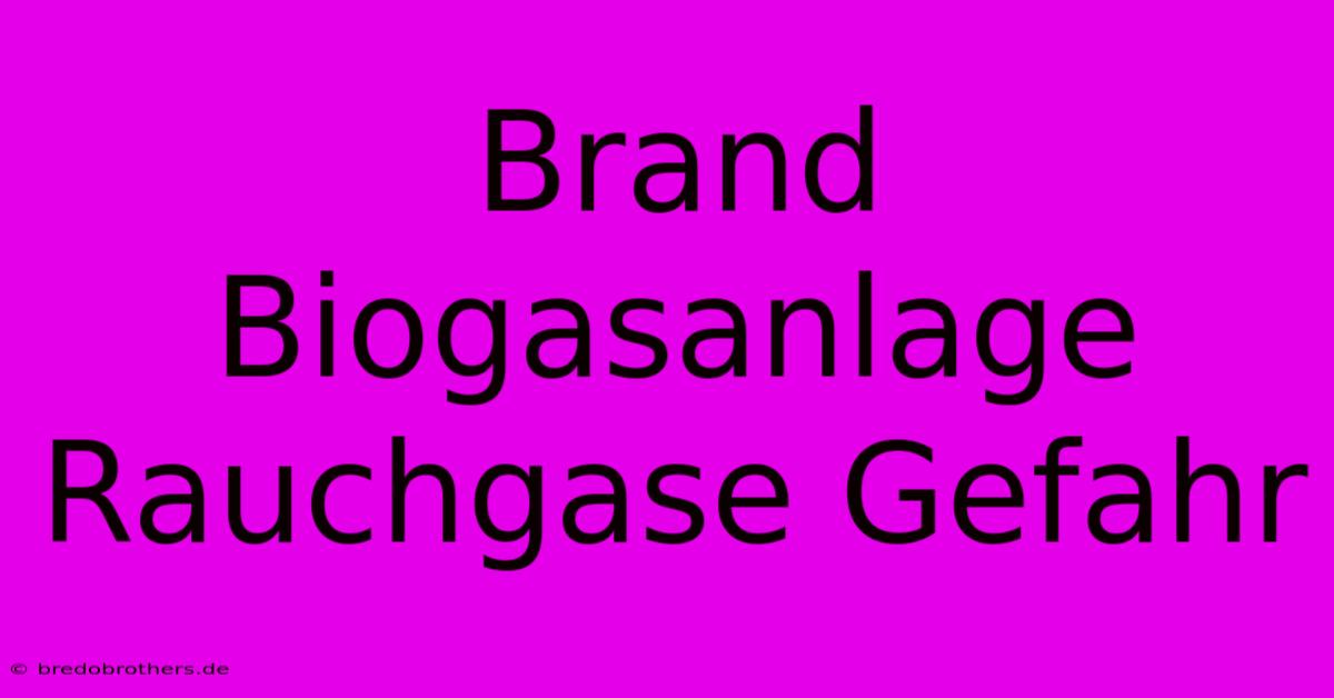 Brand Biogasanlage Rauchgase Gefahr