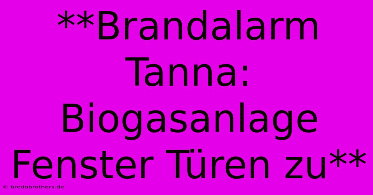 **Brandalarm Tanna: Biogasanlage Fenster Türen Zu**