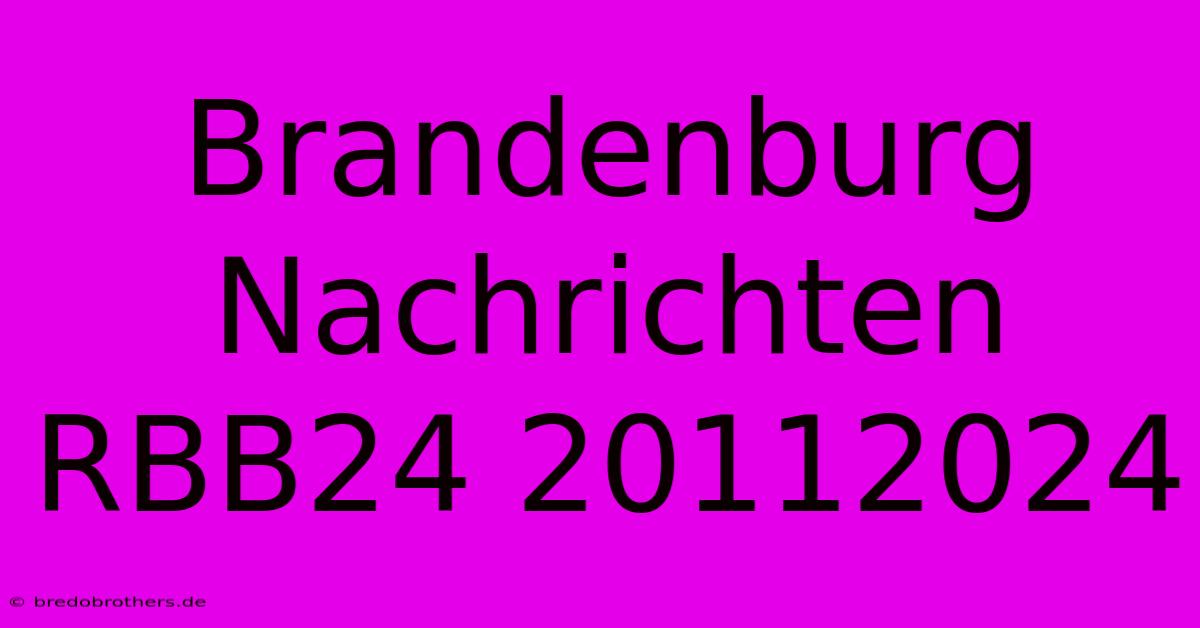 Brandenburg Nachrichten RBB24 20112024