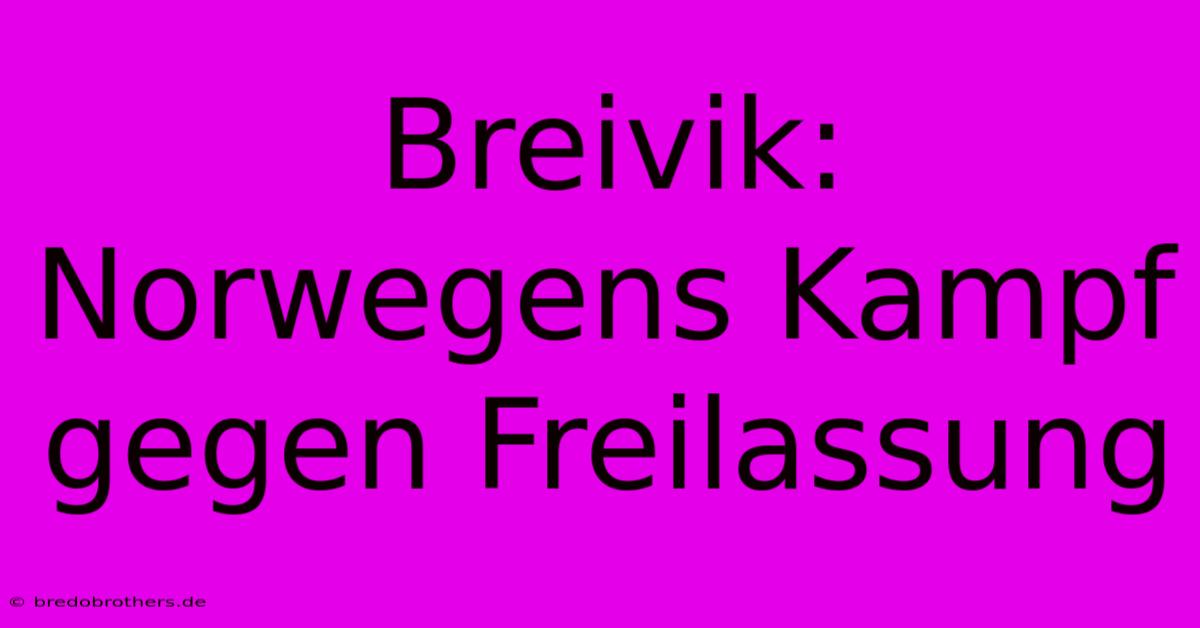 Breivik: Norwegens Kampf Gegen Freilassung