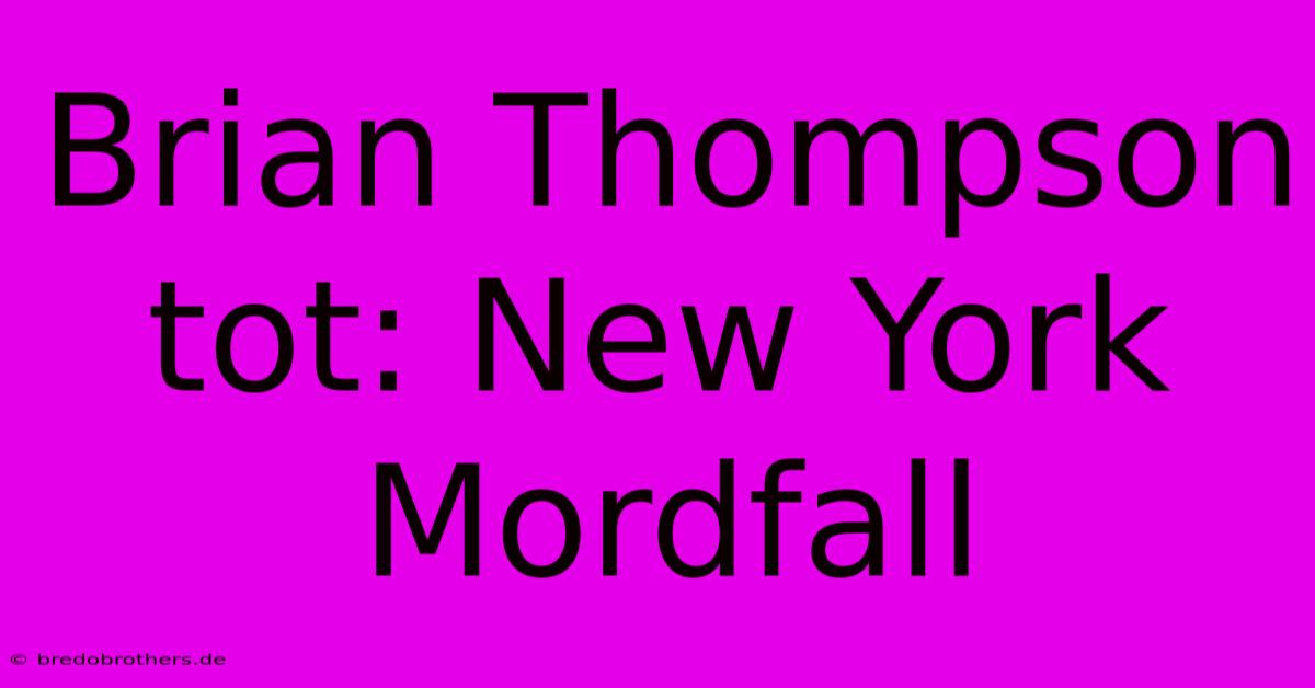 Brian Thompson Tot: New York Mordfall