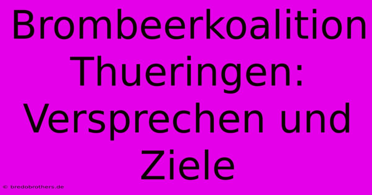 Brombeerkoalition Thueringen: Versprechen Und Ziele