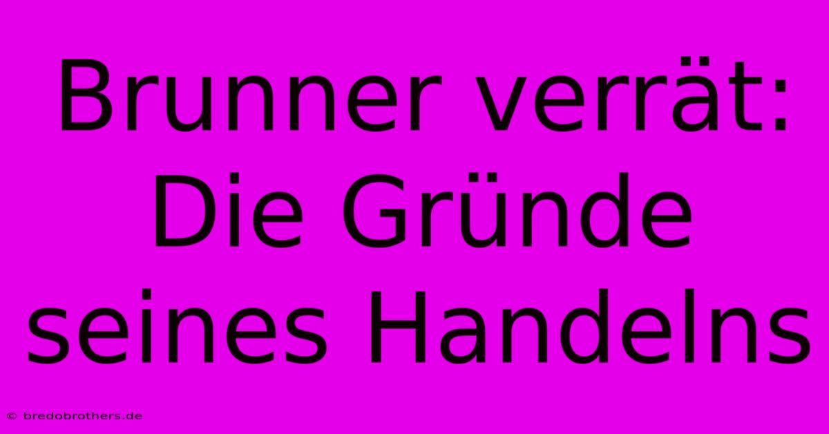 Brunner Verrät:  Die Gründe Seines Handelns