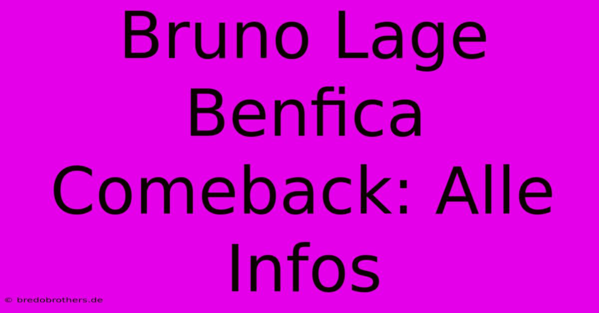 Bruno Lage Benfica Comeback: Alle Infos