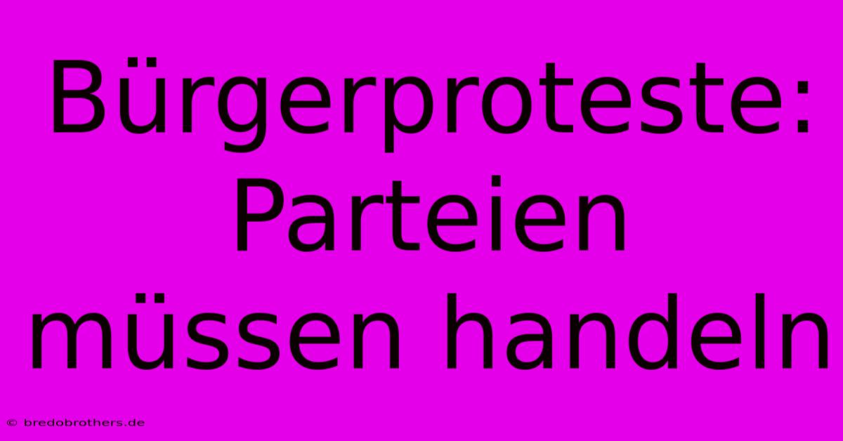 Bürgerproteste: Parteien Müssen Handeln