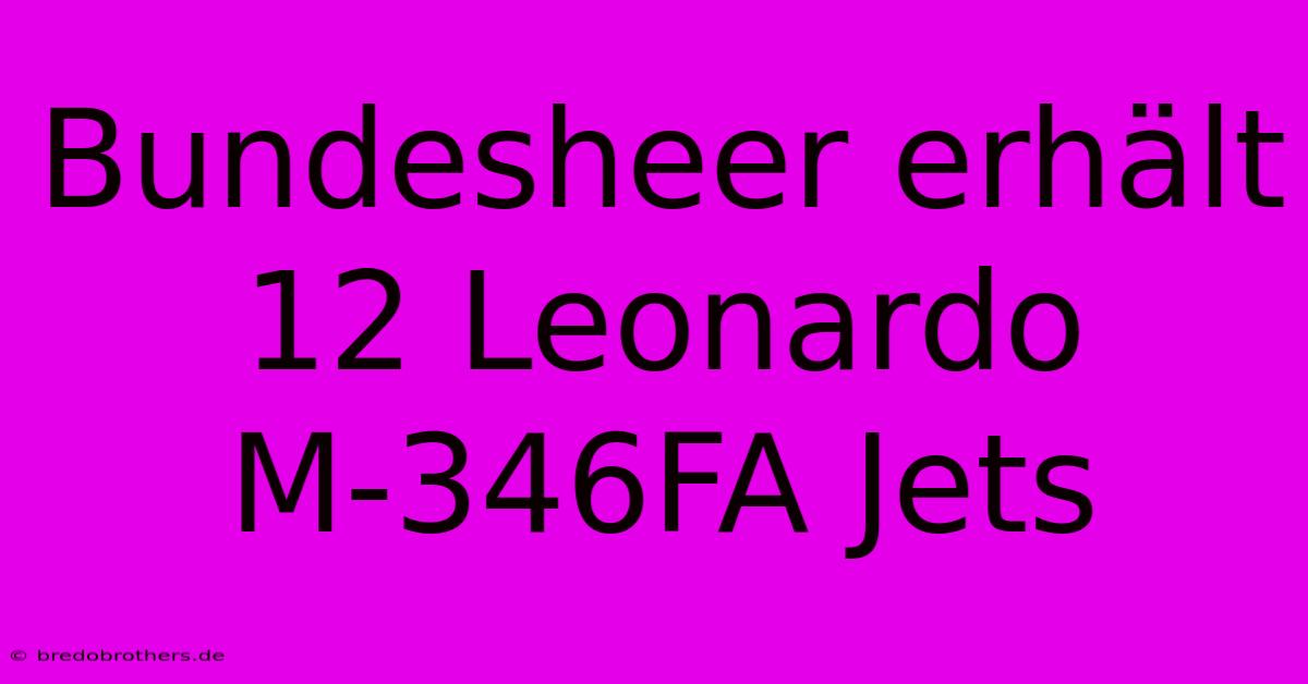 Bundesheer Erhält 12 Leonardo M-346FA Jets