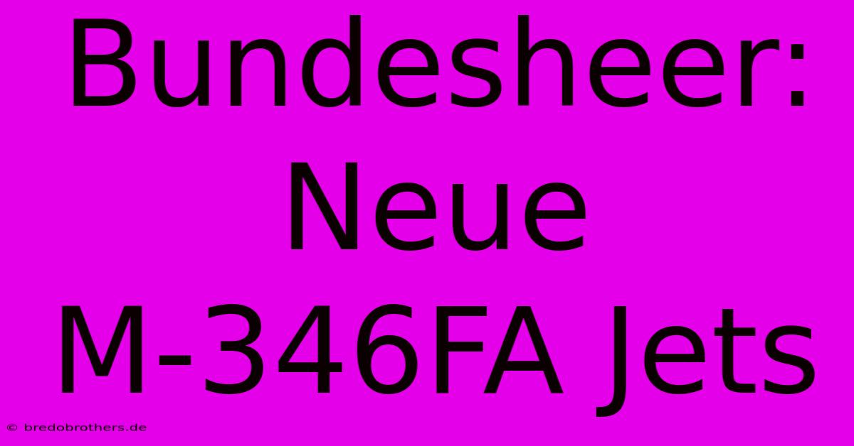 Bundesheer: Neue M-346FA Jets