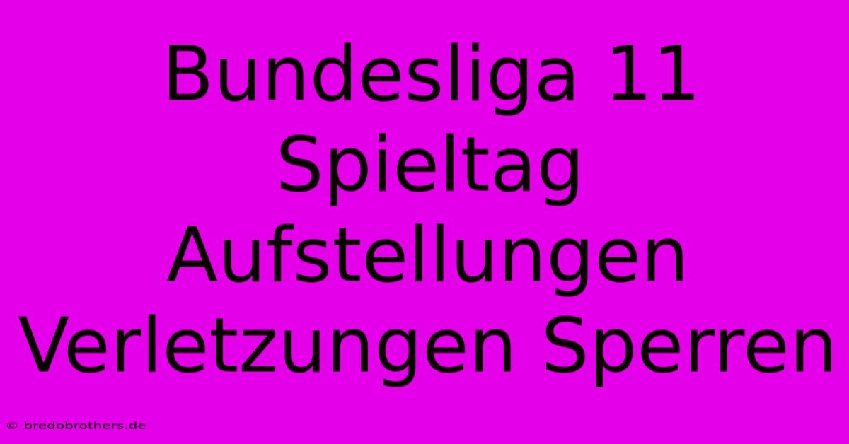 Bundesliga 11 Spieltag Aufstellungen Verletzungen Sperren