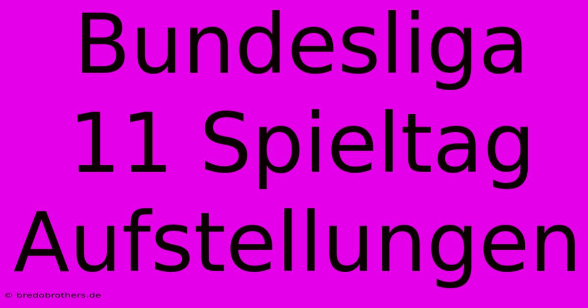 Bundesliga 11 Spieltag Aufstellungen