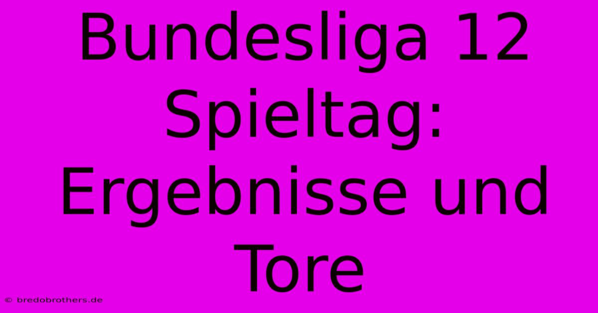 Bundesliga 12 Spieltag: Ergebnisse Und Tore