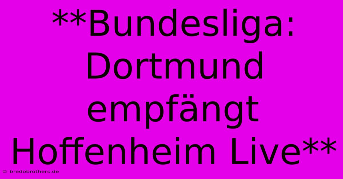 **Bundesliga: Dortmund Empfängt Hoffenheim Live**