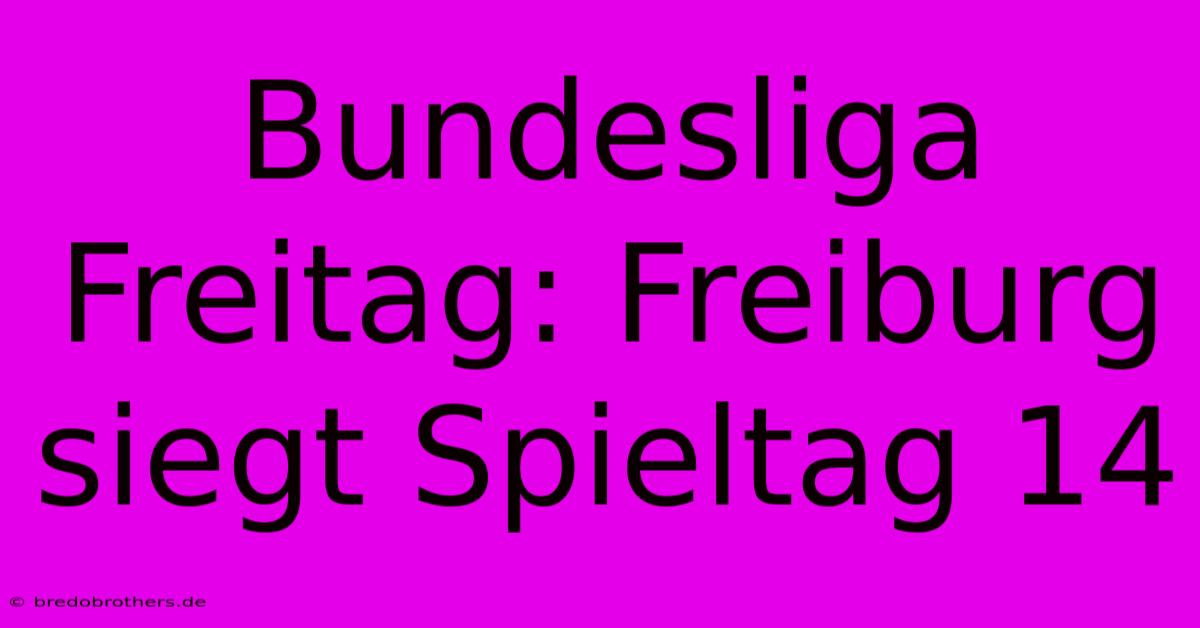 Bundesliga Freitag: Freiburg Siegt Spieltag 14