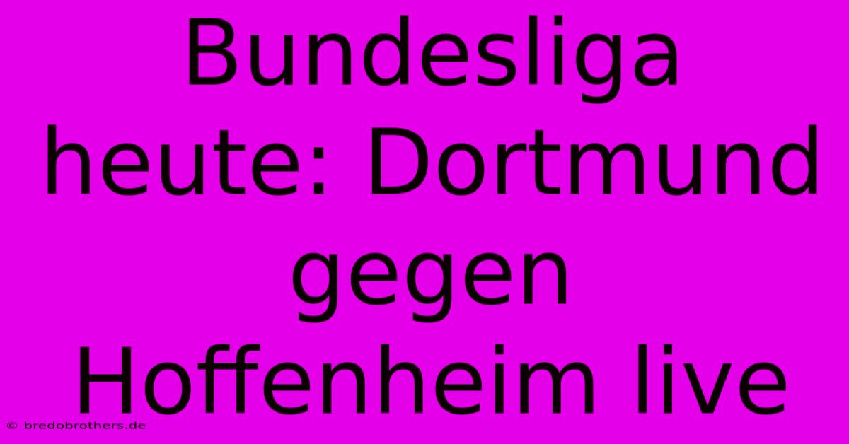 Bundesliga Heute: Dortmund Gegen Hoffenheim Live