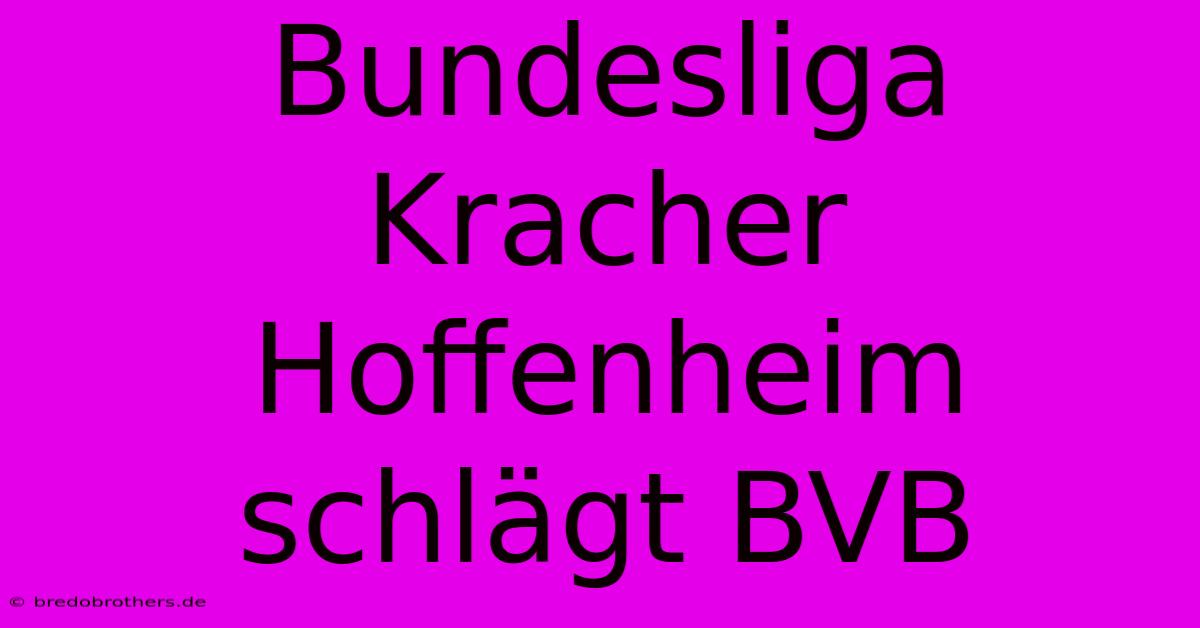 Bundesliga Kracher Hoffenheim Schlägt BVB