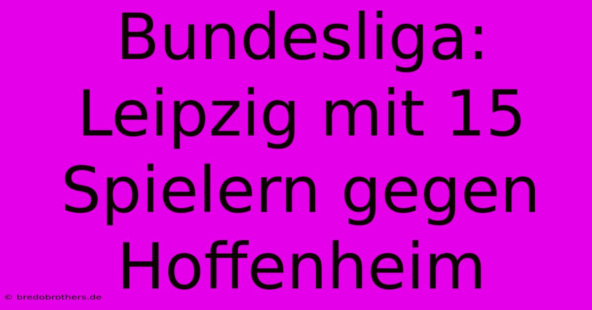 Bundesliga: Leipzig Mit 15 Spielern Gegen Hoffenheim