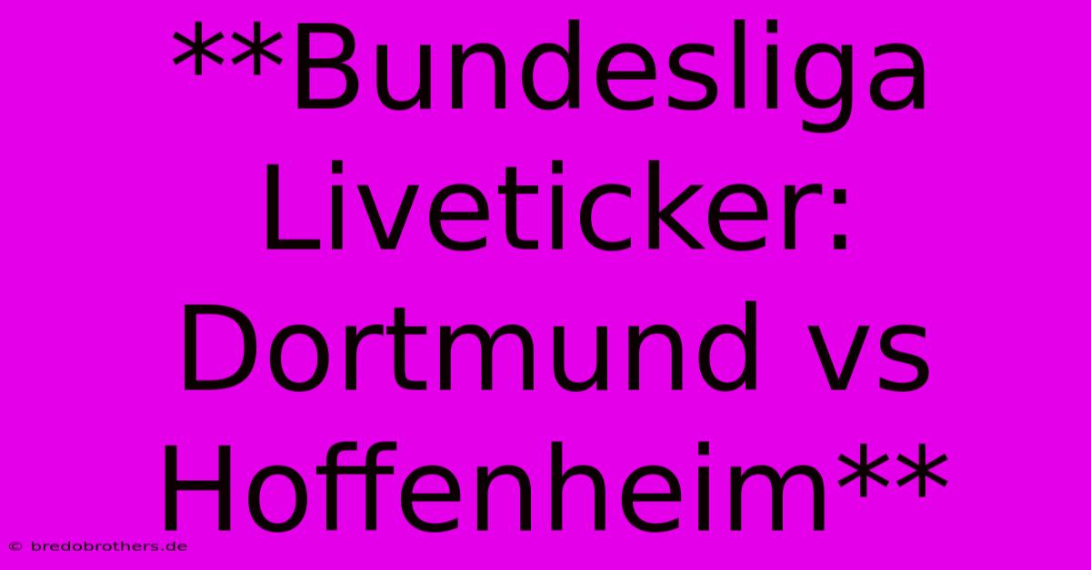 **Bundesliga Liveticker: Dortmund Vs Hoffenheim**