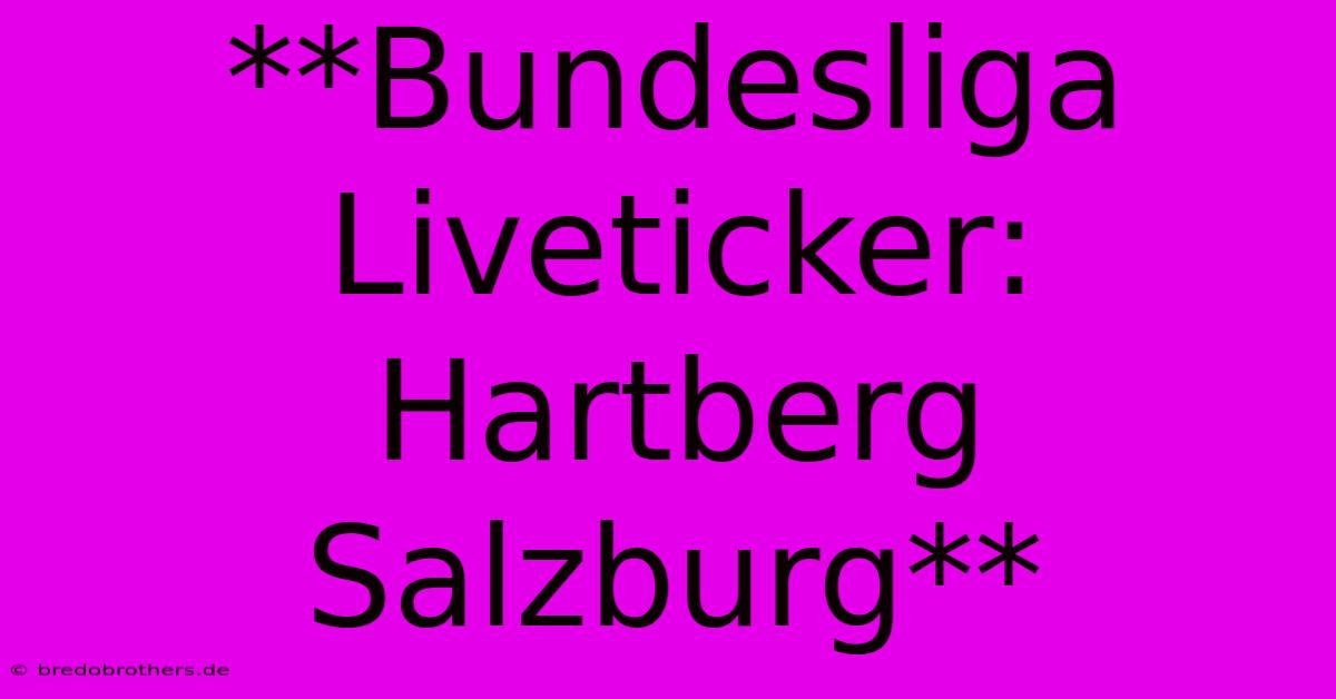 **Bundesliga Liveticker: Hartberg Salzburg**