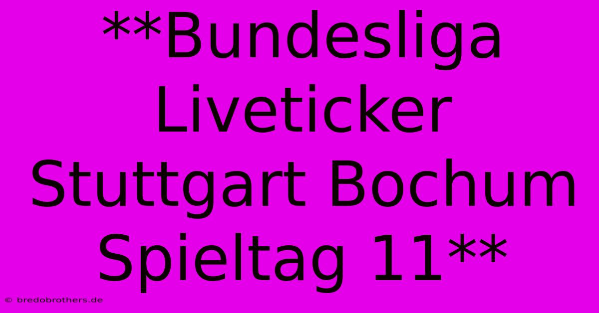 **Bundesliga Liveticker Stuttgart Bochum Spieltag 11**