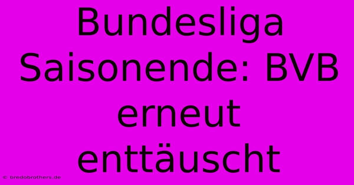 Bundesliga Saisonende: BVB Erneut Enttäuscht