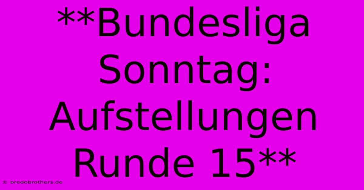 **Bundesliga Sonntag: Aufstellungen Runde 15**