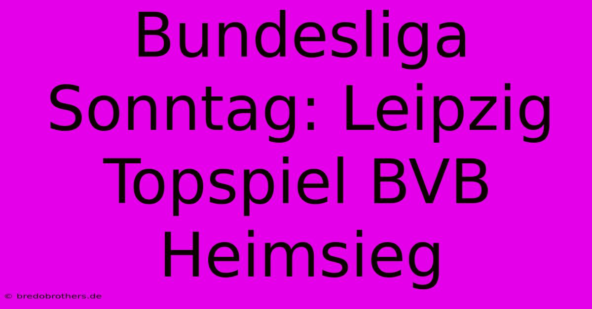 Bundesliga Sonntag: Leipzig Topspiel BVB Heimsieg