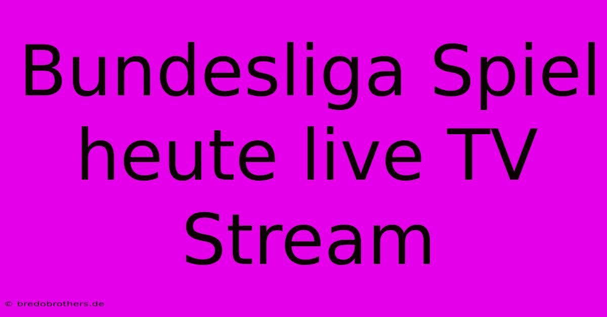 Bundesliga Spiel Heute Live TV Stream