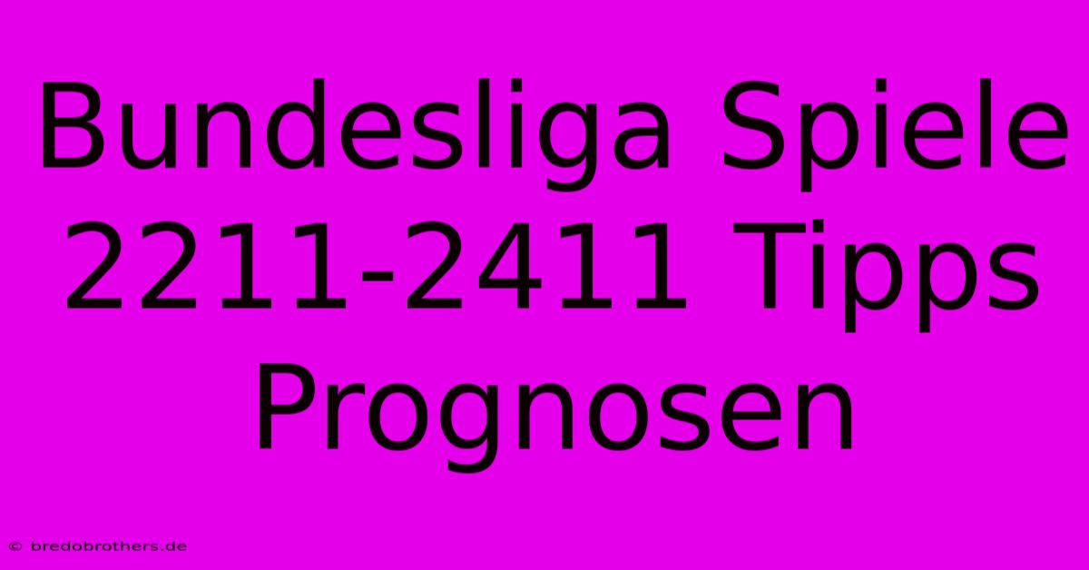 Bundesliga Spiele 2211-2411 Tipps Prognosen