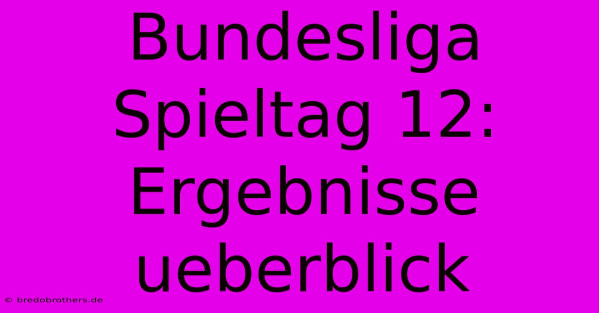 Bundesliga Spieltag 12: Ergebnisse Ueberblick